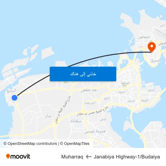 Janabiya Highway-1/Budaiya to Muharraq map