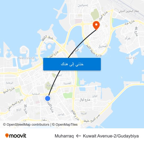 Kuwait Avenue-2/Gudaybiya to Muharraq map