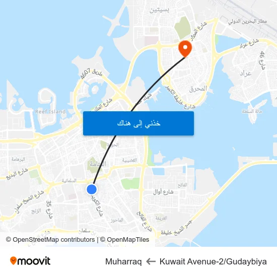 Kuwait Avenue-2/Gudaybiya to Muharraq map