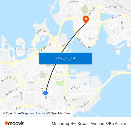 Kuwait Avenue-3/Bu Ashira to Muharraq map