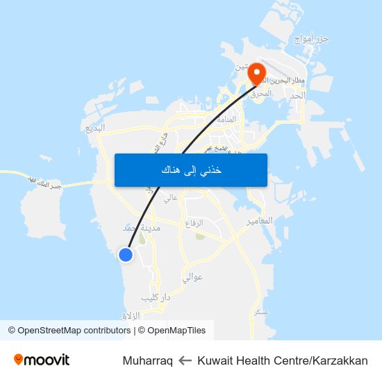 Kuwait Health Centre/Karzakkan to Muharraq map