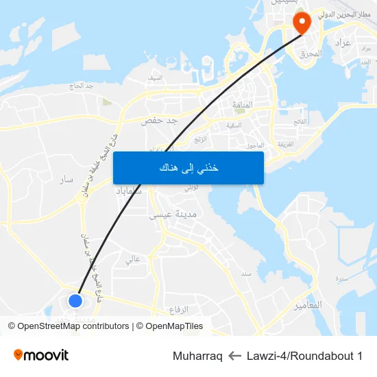 Lawzi-4/Roundabout 1 to Muharraq map