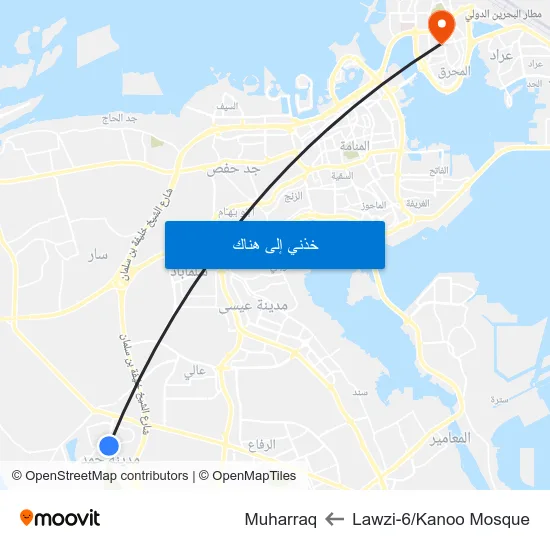 Lawzi-6/Kanoo Mosque to Muharraq map