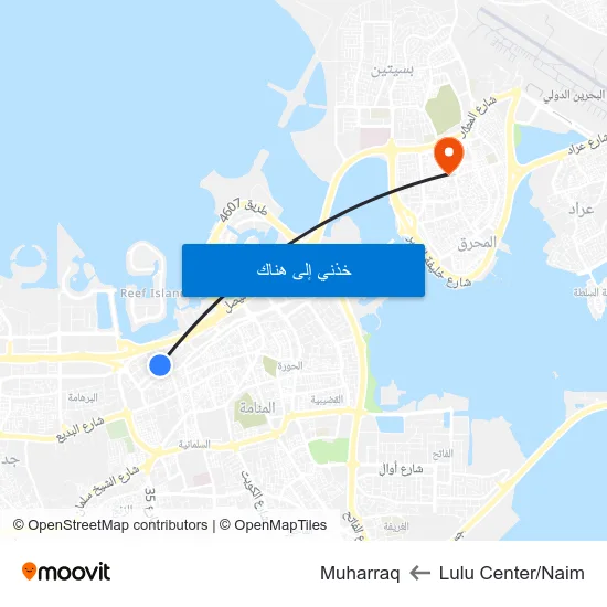 Lulu Center/Naim to Muharraq map