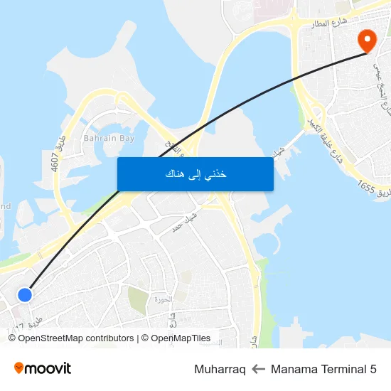 Manama Terminal 5 to Muharraq map