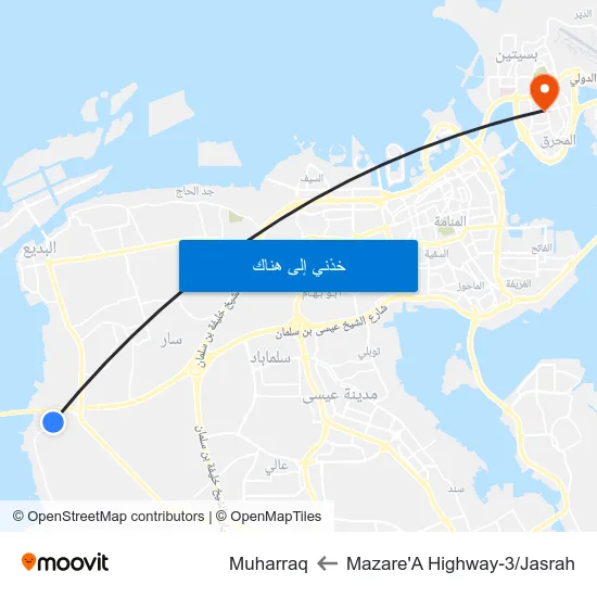 Mazare'A Highway-3/Jasrah to Muharraq map