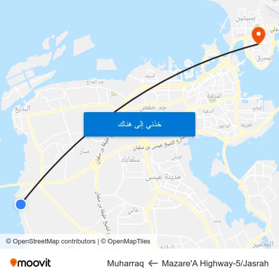 Mazare'A Highway-5/Jasrah to Muharraq map