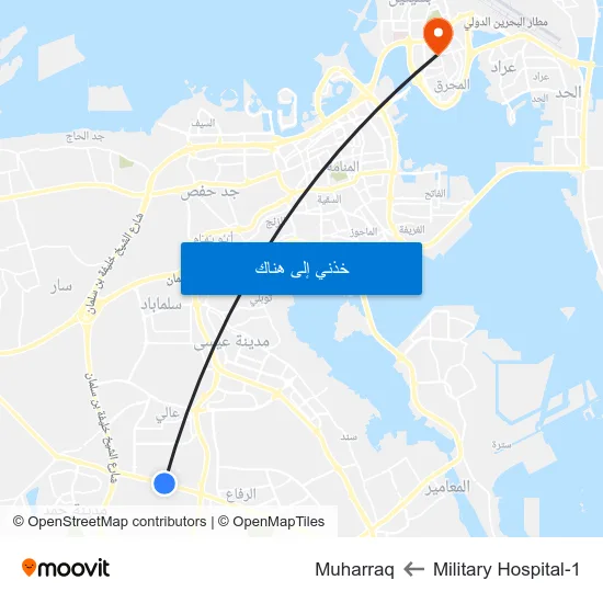 Military Hospital-1 to Muharraq map