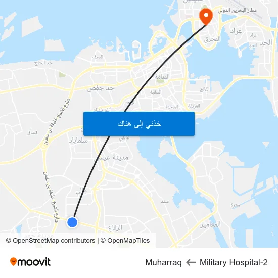 Military Hospital-2 to Muharraq map