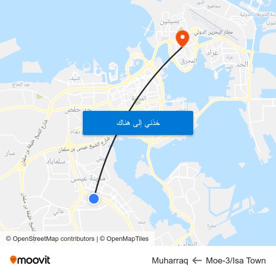 Moe-3/Isa Town to Muharraq map