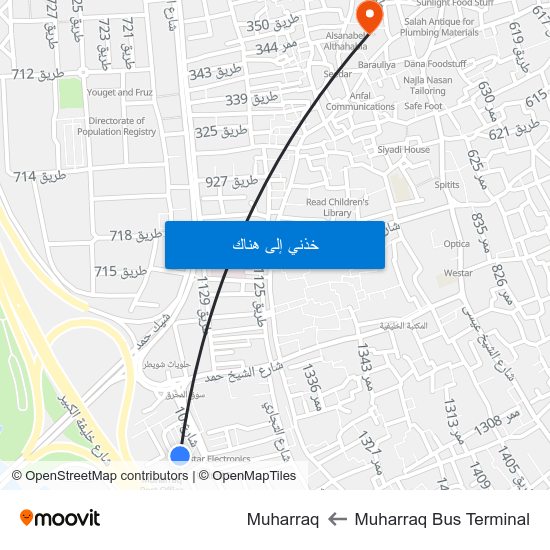 Muharraq Bus Terminal to Muharraq map