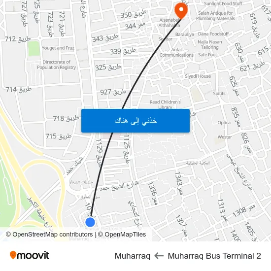 Muharraq Bus Terminal 2 to Muharraq map
