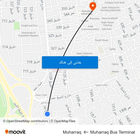 Muharraq Bus Terminal to Muharraq map