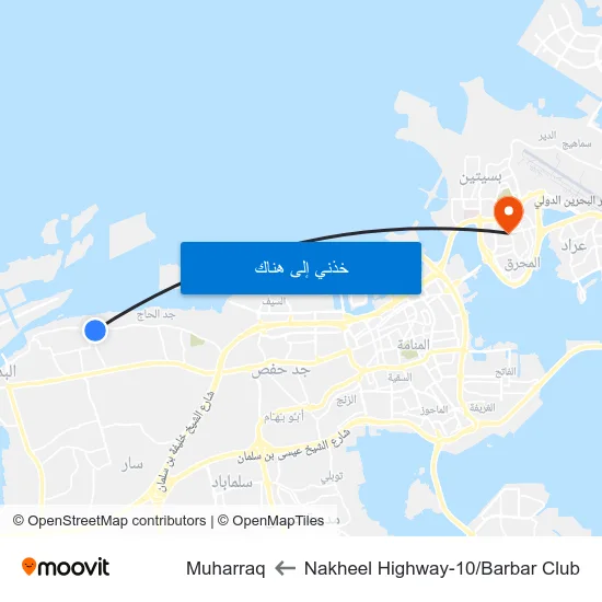 Nakheel Highway-10/Barbar Club to Muharraq map