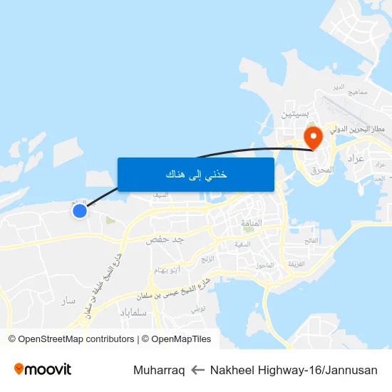 Nakheel Highway-16/Jannusan to Muharraq map