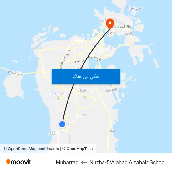 Nuzha-5/Alahad Alzahair School to Muharraq map