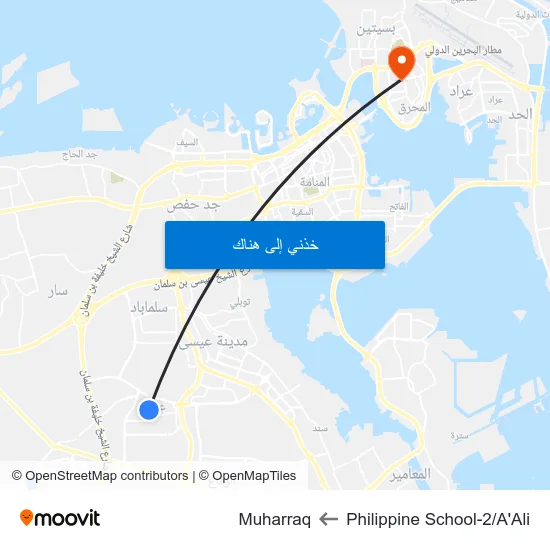 Philippine School-2/A'Ali to Muharraq map