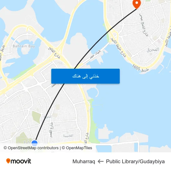 Public Library/Gudaybiya to Muharraq map