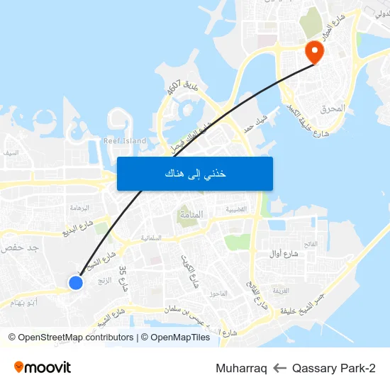 Qassary Park-2 to Muharraq map