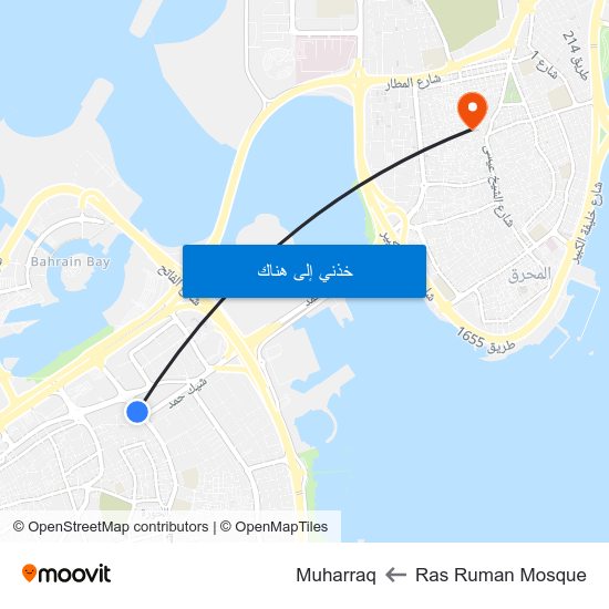 Ras Ruman Mosque to Muharraq map