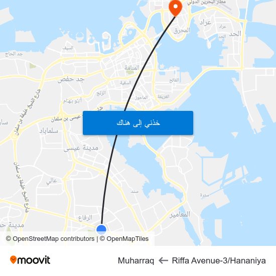Riffa Avenue-3/Hananiya to Muharraq map