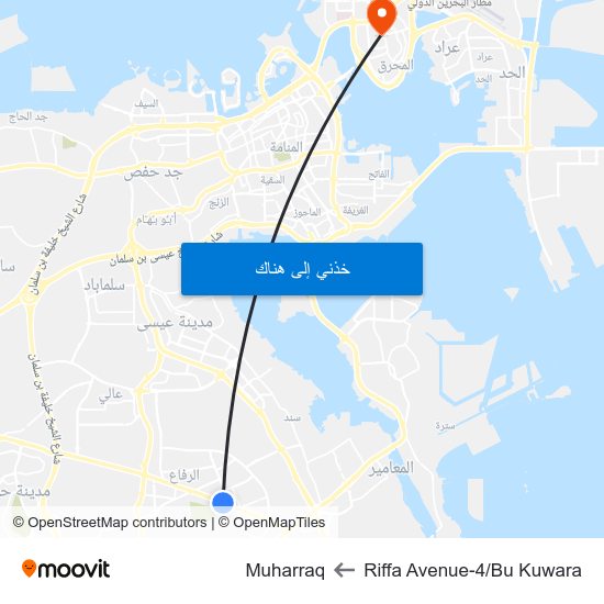 Riffa Avenue-4/Bu Kuwara to Muharraq map