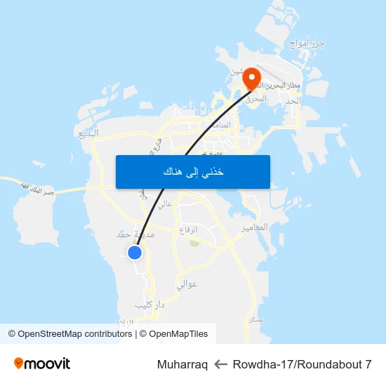 Rowdha-17/Roundabout 7 to Muharraq map