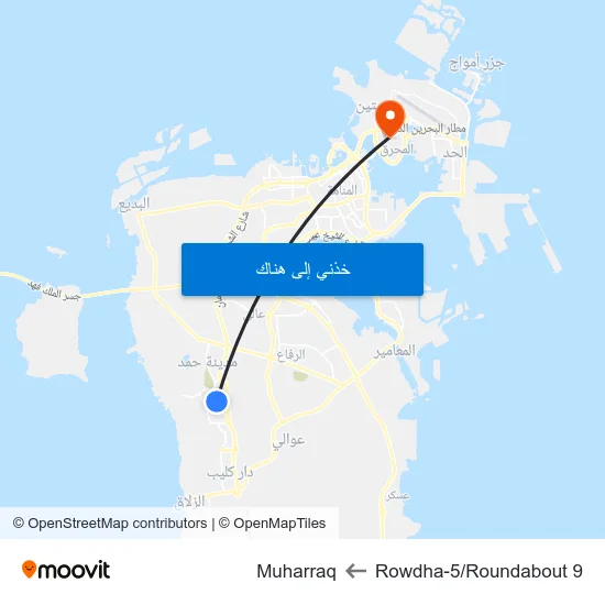 Rowdha-5/Roundabout 9 to Muharraq map
