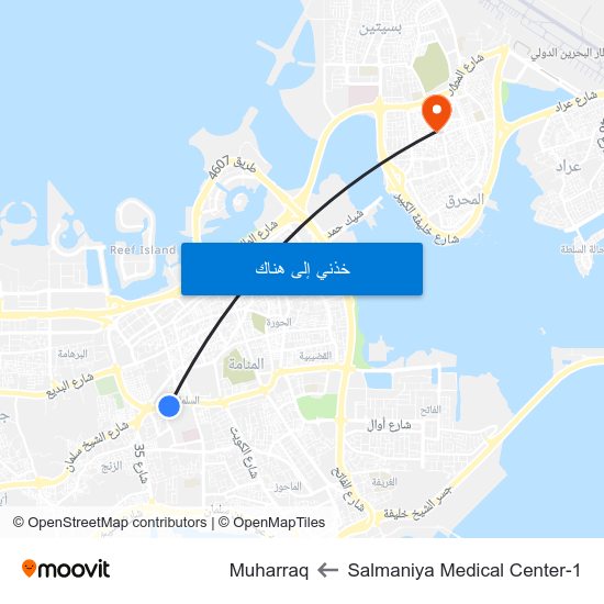 Salmaniya Medical Center-1 to Muharraq map