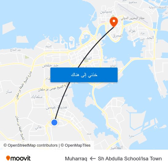 Sh Abdulla School/Isa Town to Muharraq map