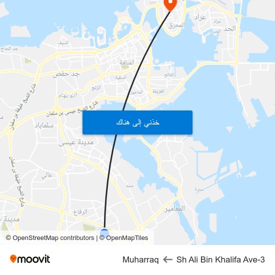 Sh Ali Bin Khalifa Ave-3 to Muharraq map