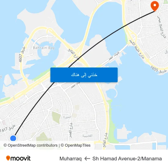 Sh Hamad Avenue-2/Manama to Muharraq map