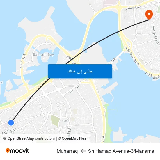Sh Hamad Avenue-3/Manama to Muharraq map