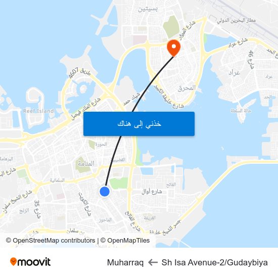 Sh Isa Avenue-2/Gudaybiya to Muharraq map