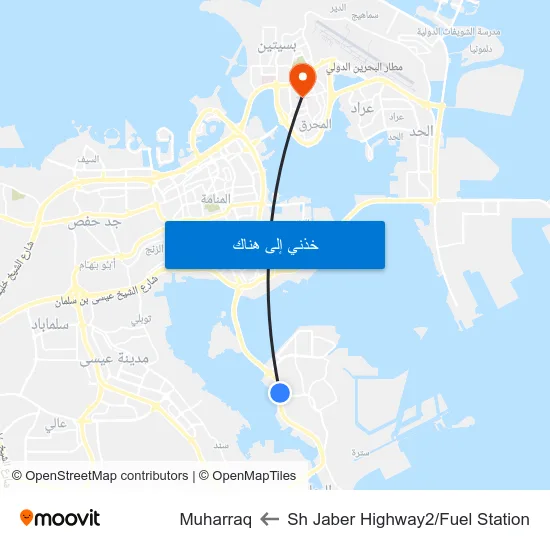 Sh Jaber Highway2/Fuel Station to Muharraq map