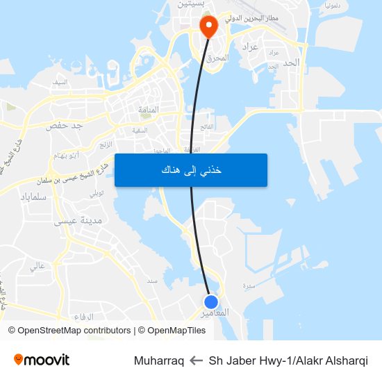 Sh Jaber Hwy-1/Alakr Alsharqi to Muharraq map