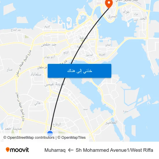 Sh Mohammed Avenue1/West Riffa to Muharraq map
