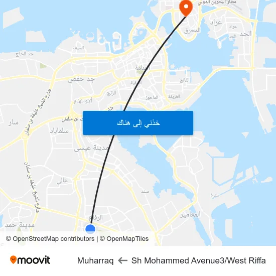 Sh Mohammed Avenue3/West Riffa to Muharraq map