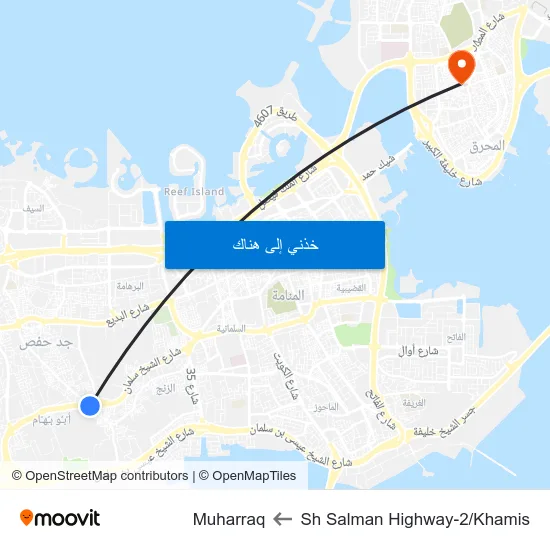 Sh Salman Highway-2/Khamis to Muharraq map