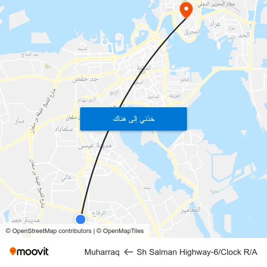 Sh Salman Highway-6/Clock R/A to Muharraq map