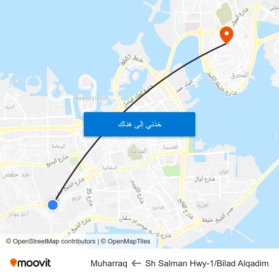 Sh Salman Hwy-1/Bilad Alqadim to Muharraq map