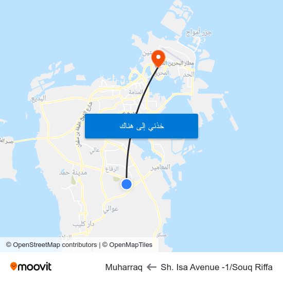 Sh. Isa Avenue -1/Souq Riffa to Muharraq map