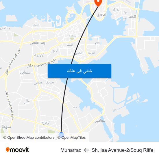 Sh. Isa Avenue-2/Souq Riffa to Muharraq map