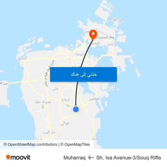Sh. Isa Avenue-3/Souq Riffa to Muharraq map