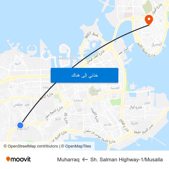Sh. Salman Highway-1/Musalla to Muharraq map