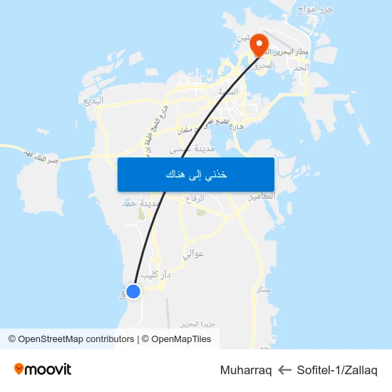 Sofitel-1/Zallaq to Muharraq map
