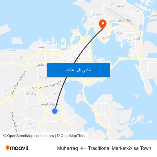 Traditional Market-2/Isa Town to Muharraq map