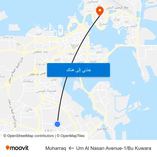 Um Al Nasan Avenue-1/Bu Kuwara to Muharraq map
