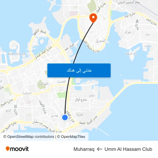 Umm Al Hassam Club to Muharraq map