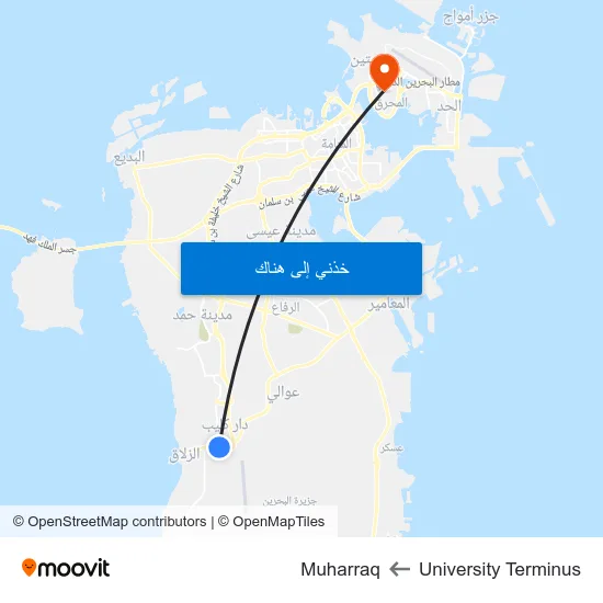 University Terminus to Muharraq map